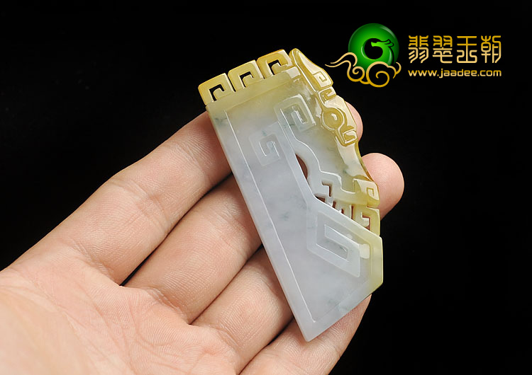 糯冰种淡紫罗兰黄翡飘花缅甸翡翠A货马牌挂件