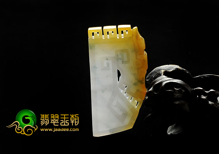 糯冰种淡紫罗兰黄翡飘花缅甸翡翠A货马牌挂件