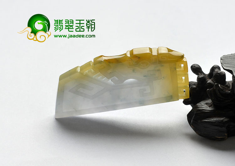 糯冰种淡紫罗兰黄翡飘花缅甸翡翠A货马牌挂件