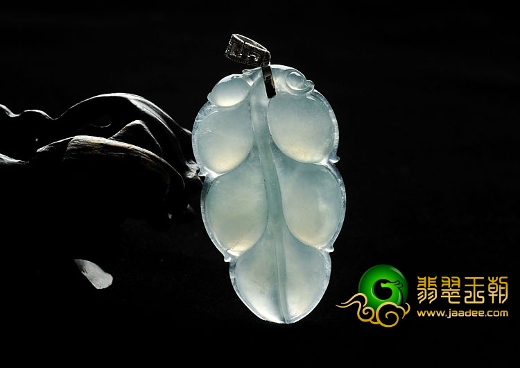 冰种晴水缅甸翡翠A货叶子挂件