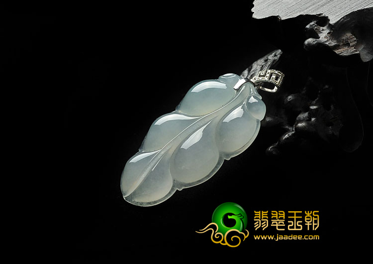 冰种晴水缅甸翡翠A货叶子挂件