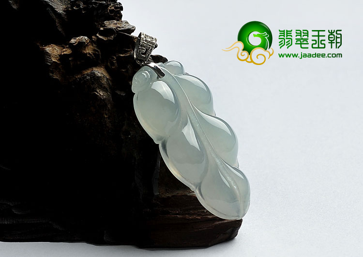 冰种晴水缅甸翡翠A货叶子挂件