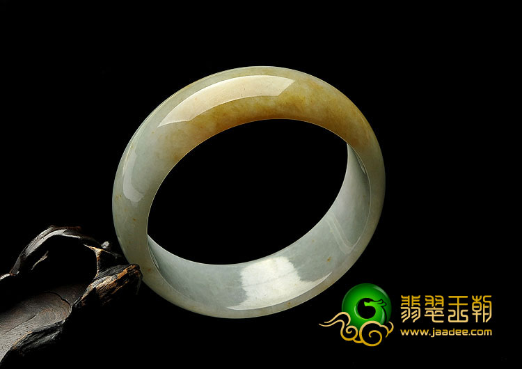 糯冰种晴水褐黄翡缅甸翡翠A货手镯（59.2mm）