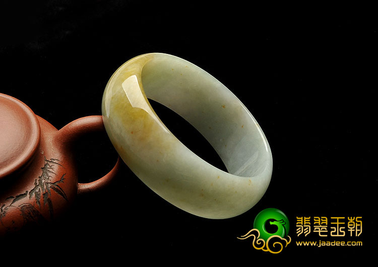 糯冰种晴水褐黄翡缅甸翡翠A货手镯（59.2mm）