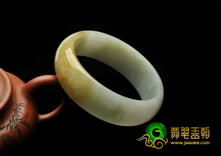 （超值推荐）糯冰种晴水褐黄翡缅甸翡翠A货手镯（59.6mm）