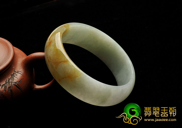 （超值推荐）糯冰种晴水褐黄翡缅甸翡翠A货手镯（62.1mm）