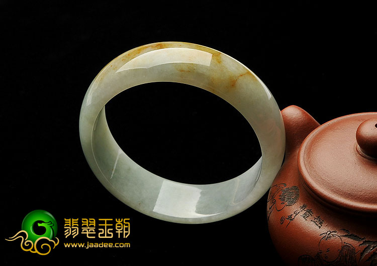 （超值推荐）糯冰种晴水褐黄翡缅甸翡翠A货手镯（62.1mm）