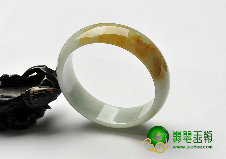 （超值推荐）糯冰种晴水褐黄翡缅甸翡翠A货手镯（62.1mm）