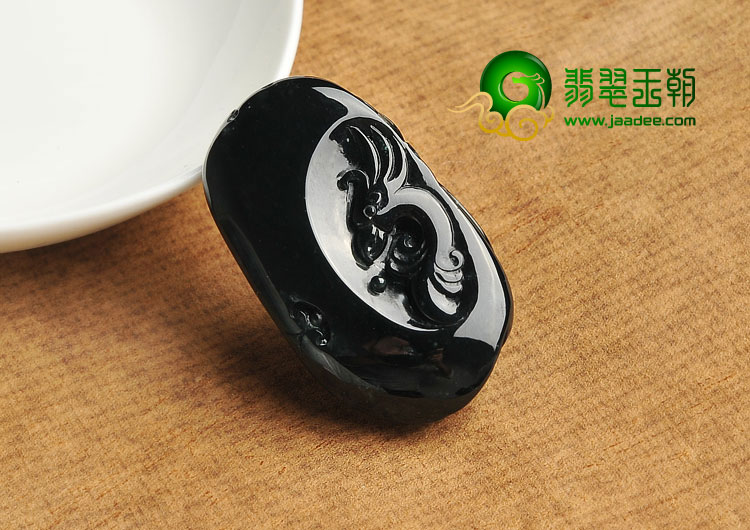 冰种墨翠缅甸翡翠A货龙头挂件