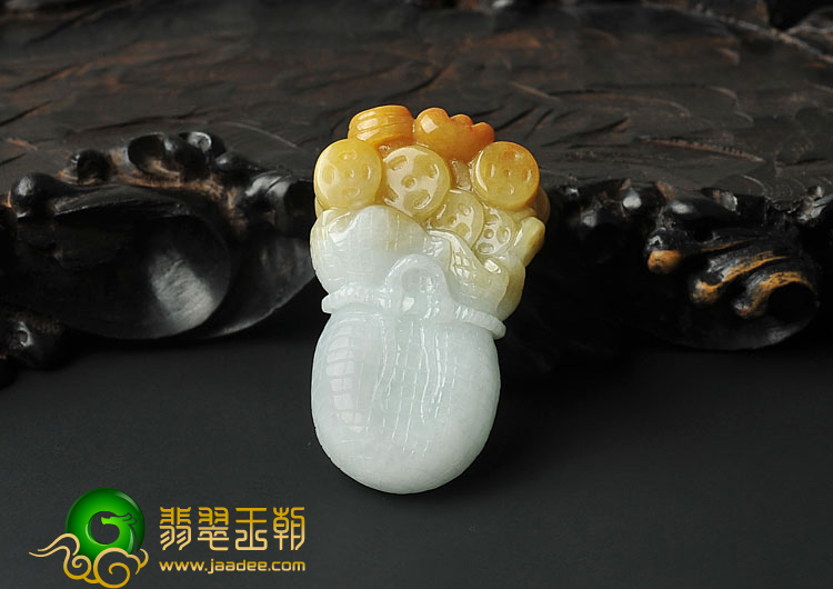 糯冰种黄翡晴水缅甸翡翠A货代代有钱挂件
