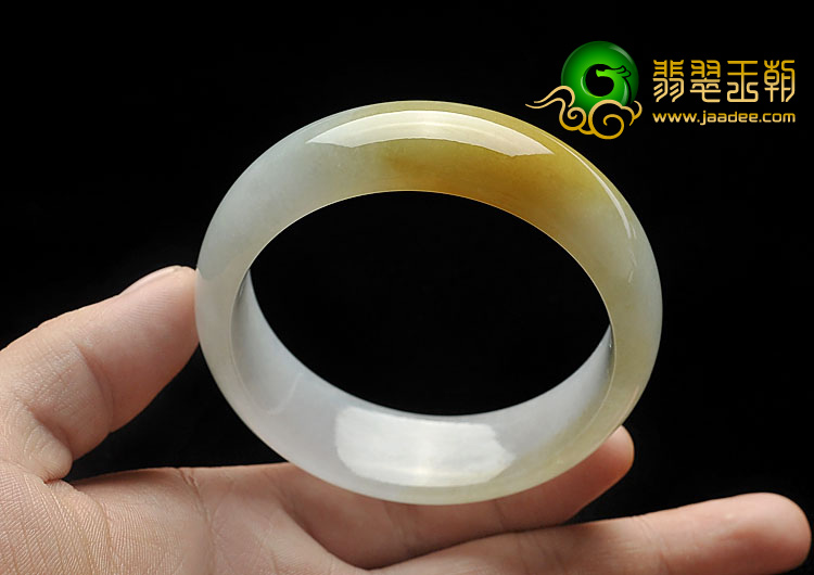 糯冰种褐黄翡晴水缅甸翡翠A货手镯（57.8mm）