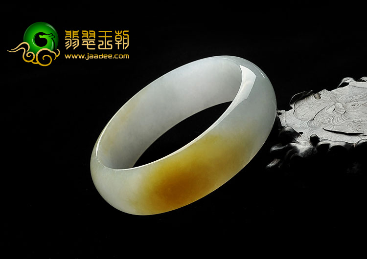 糯冰种褐黄翡晴水缅甸翡翠A货手镯（57.8mm）