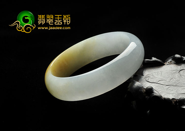 糯冰种褐黄翡晴水缅甸翡翠A货手镯（57.6mm）