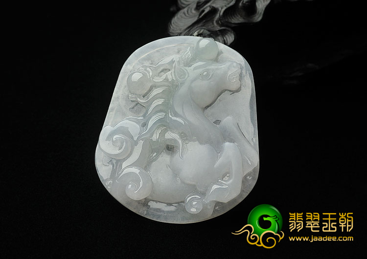 冰种晴水缅甸翡翠A货马到成功挂件