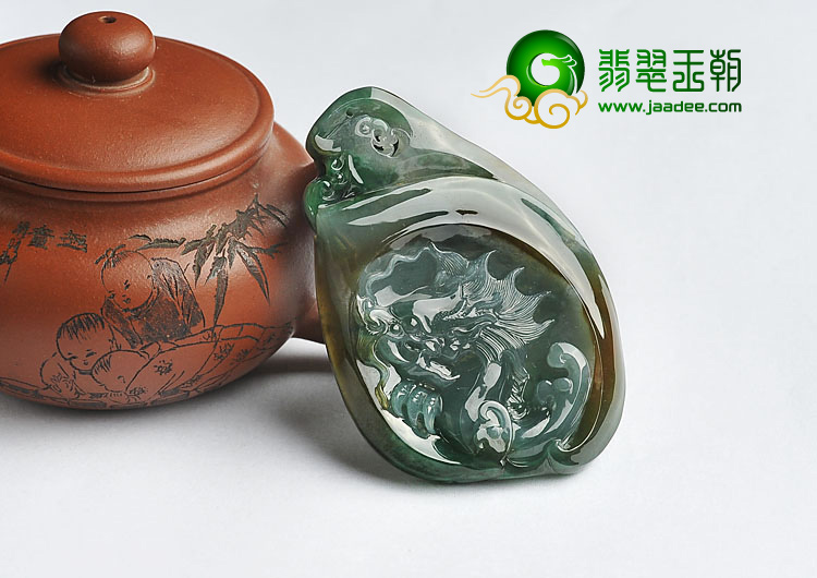 糯冰种黄加绿缅甸翡翠A货龙凤牌挂件