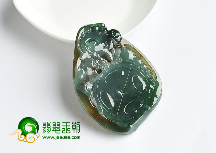 糯冰种黄加绿缅甸翡翠A货龙凤牌挂件