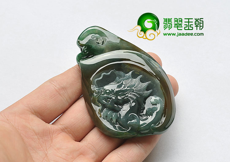 糯冰种黄加绿缅甸翡翠A货龙凤牌挂件