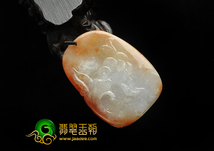 糯冰种红黄翡缅甸翡翠A货三阳开泰挂件