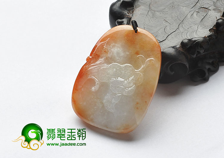 糯冰种红黄翡缅甸翡翠A货三阳开泰挂件