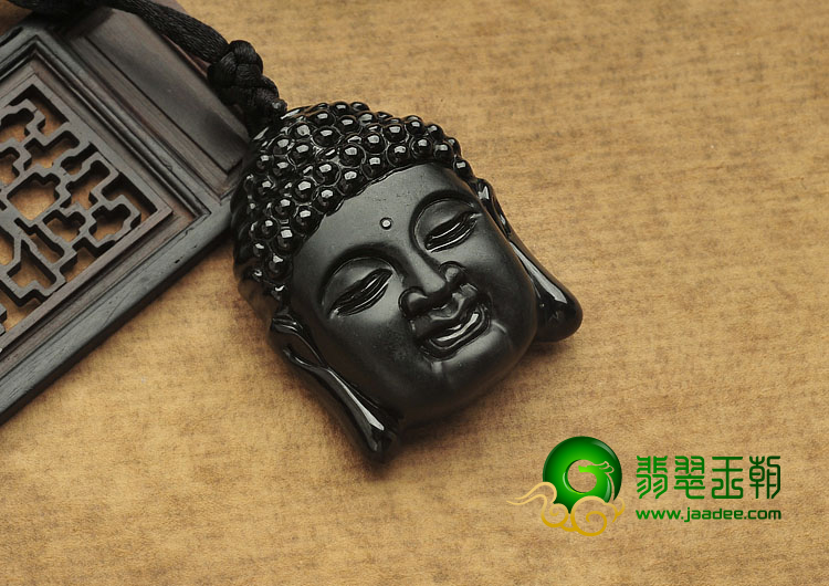 细糯种墨翠缅甸翡翠A货释迦牟尼挂件