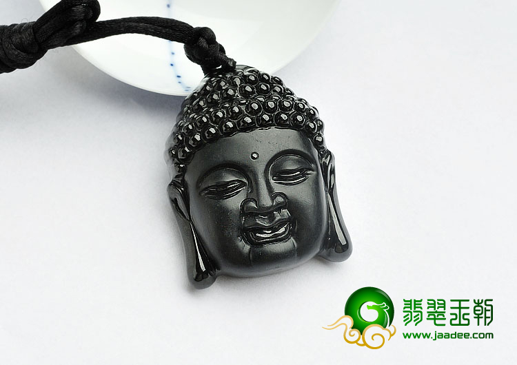 细糯种墨翠缅甸翡翠A货释迦牟尼挂件