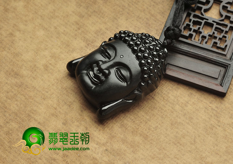 细糯种墨翠缅甸翡翠A货释迦牟尼挂件
