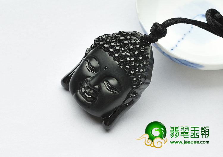细糯种墨翠缅甸翡翠A货释迦牟尼挂件