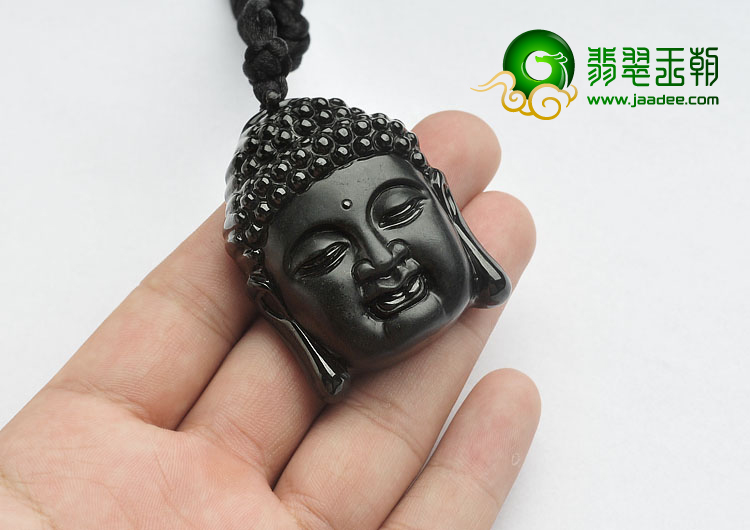 细糯种墨翠缅甸翡翠A货释迦牟尼挂件