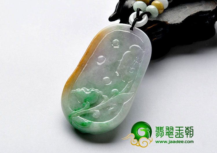 糯冰种三彩缅甸翡翠A货凤凰观音挂件