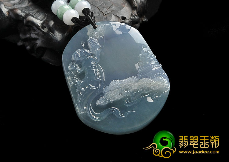 冰种紫罗兰缅甸翡翠A货嫦娥奔月挂件