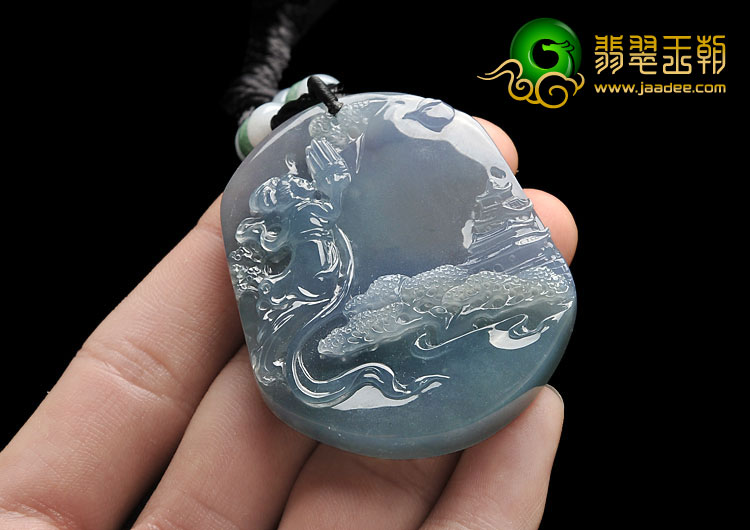 冰种紫罗兰缅甸翡翠A货嫦娥奔月挂件