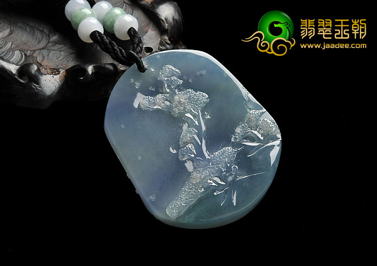 冰种紫罗兰缅甸翡翠A货嫦娥奔月挂件