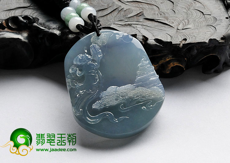 冰种紫罗兰缅甸翡翠A货嫦娥奔月挂件