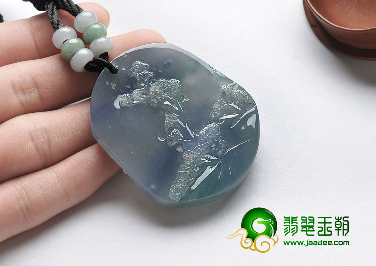 冰种紫罗兰缅甸翡翠A货嫦娥奔月挂件
