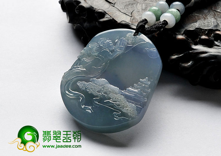 冰种紫罗兰缅甸翡翠A货嫦娥奔月挂件