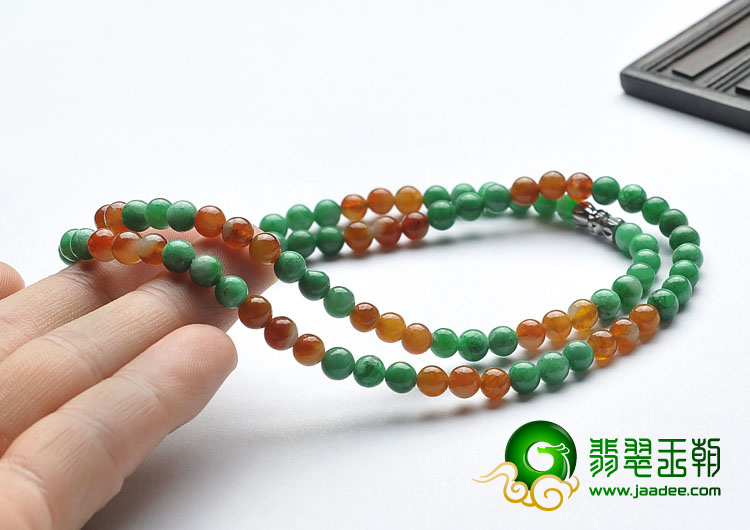 糯冰种三彩缅甸翡翠A货项链/手链