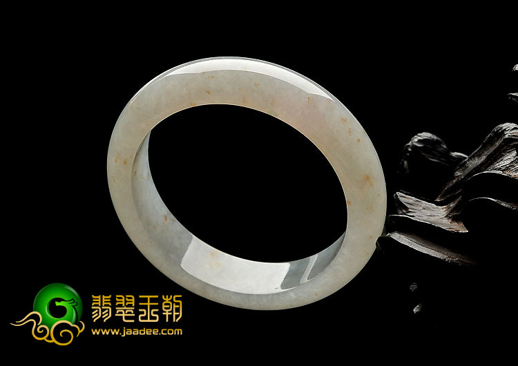 冰种晴水飘黄花缅甸翡翠A货手镯（57mm）