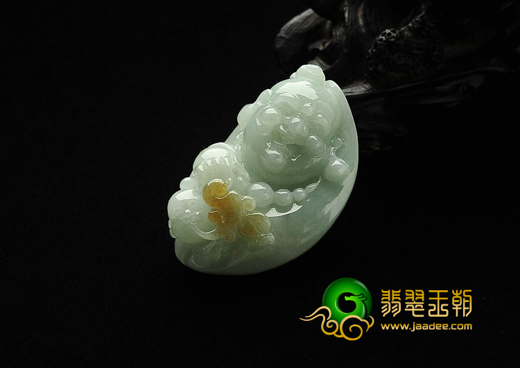 糯冰种晴水略带黄翡缅甸翡翠A货童子拜佛挂件