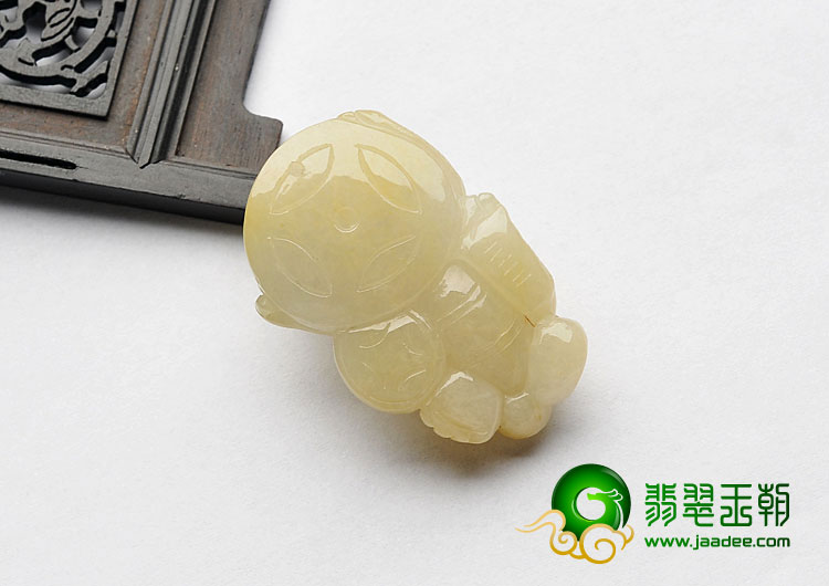 糯冰种黄翡缅甸翡翠A货貔貅挂件