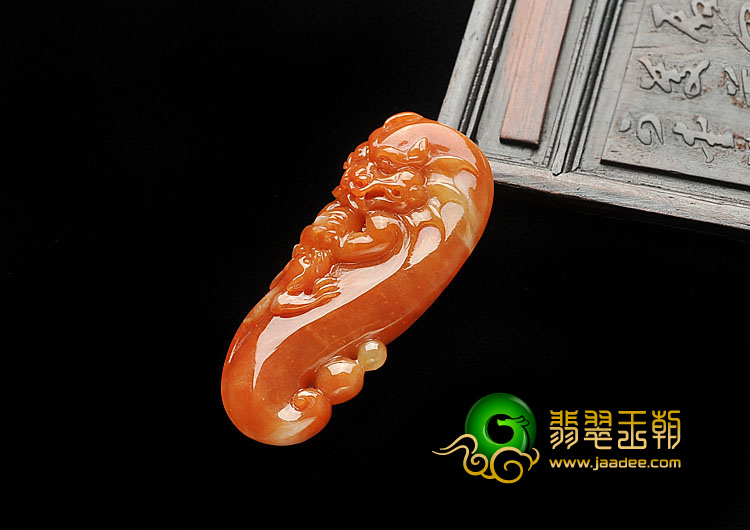 糯冰种红黄翡缅甸翡翠A货望子成龙挂件