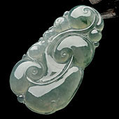 冰种飘花缅甸翡翠A货如意挂件