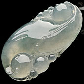 冰种飘花缅甸翡翠A货如意寿挂件