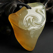 冰种褐黄翡缅甸翡翠A货如意挂件