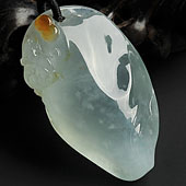 冰种晴水略带黄翡缅甸翡翠A货如意寿挂件