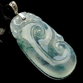 冰种飘花缅甸翡翠A货如意挂件