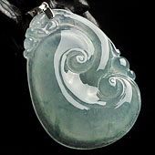 冰种飘花缅甸翡翠A货如意挂件