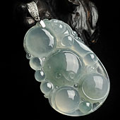 冰种飘花缅甸翡翠A货如意挂件