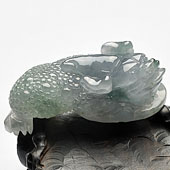 糯冰种晴水飘花缅甸翡翠A货招财进宝挂件