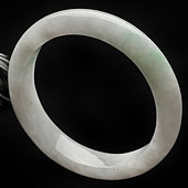 糯冰种飘翠缅甸翡翠A货手镯（54.8mm）