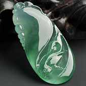 冰玻种飘花缅甸翡翠A货福瓜挂件